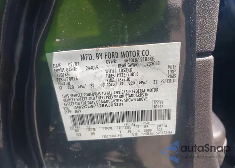 2008 Mercury Mariner Premier z USA, uszkodzony, nr VIN 4M2CU97128KJ03337